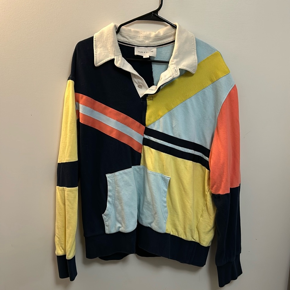 Sun + Stone x Macy’s Men’s Colorblock Pullover Sweatshirt Hoodie Size Large